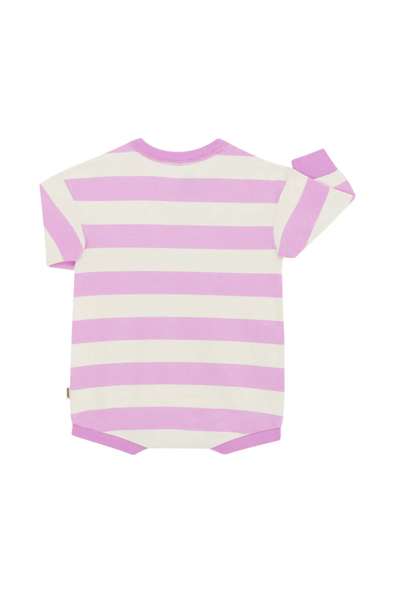 Bonds Soft Threads Terry Slouchy Suit - Rugby Stripe Pink