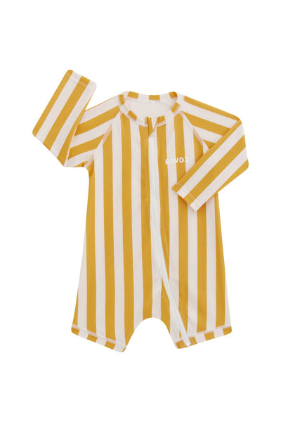 Bonds Swim Long Sleeve Zippy - Beach Mustard Stripe
