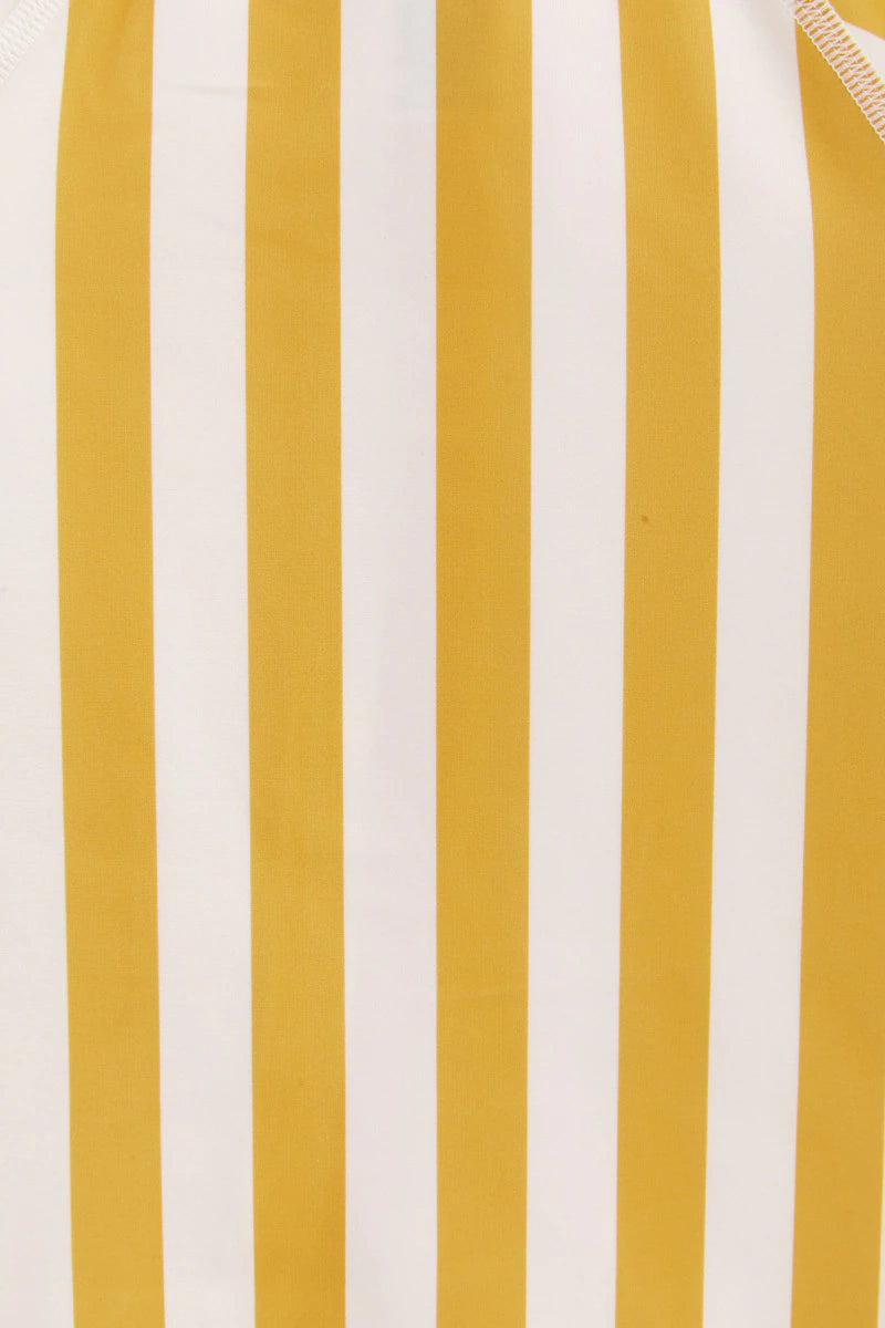 Bonds Swim Long Sleeve Zippy - Beach Mustard Stripe