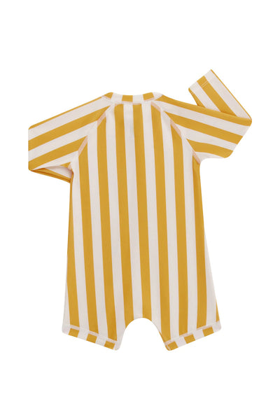 Bonds Swim Long Sleeve Zippy - Beach Mustard Stripe