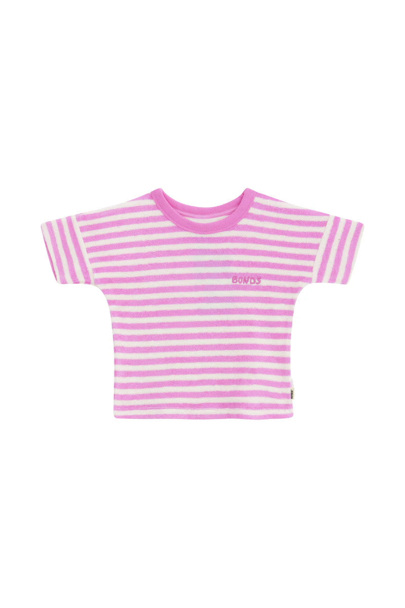 Bonds Terry Toweling Tee - Bretton Stripe Pink