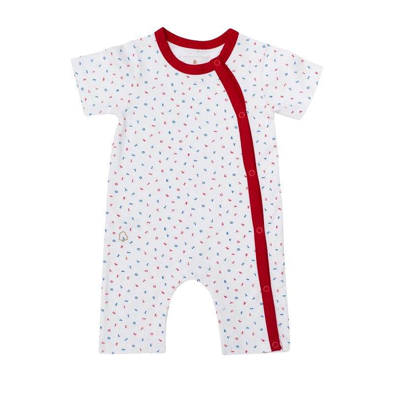 Texas Oak Austin Romper - Tiny Letter Print Red - Outlet Shop For Kids