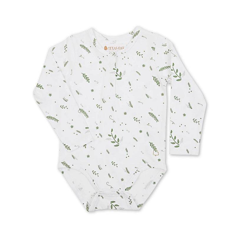 Texas Oak Eden Bodysuit - Green Leaves Print - Outlet Shop For Kids