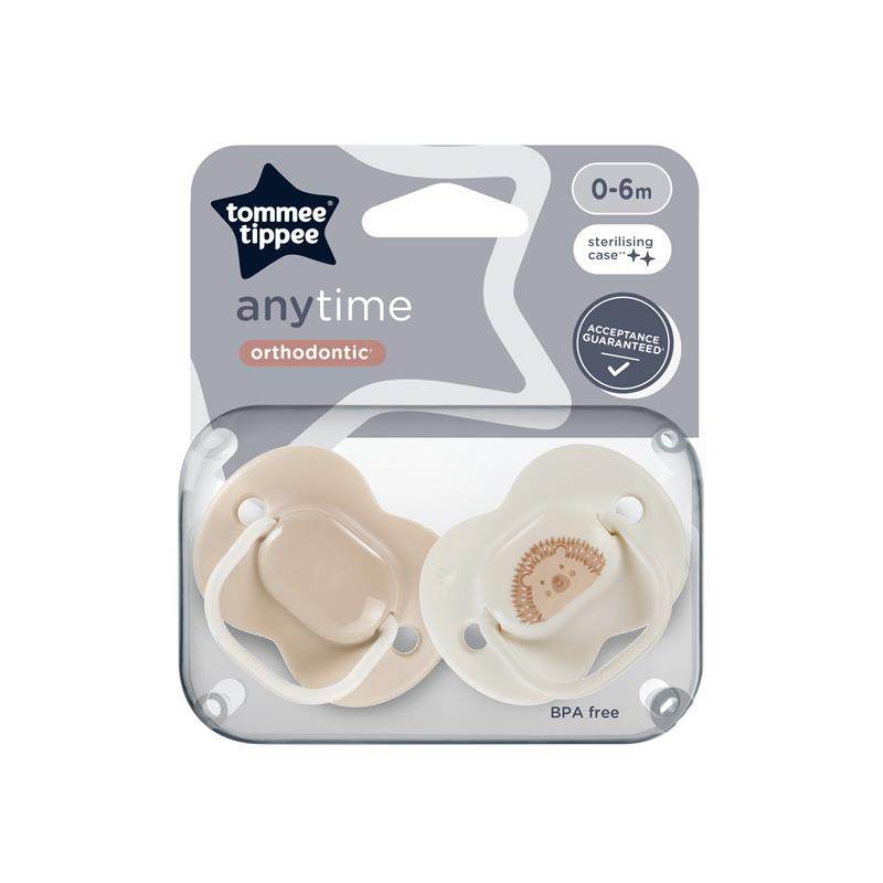 Tommee Tippee Anytime Soothers 0-6 Months 2 Pack - Hedgehog Pack - Outlet Shop For Kids