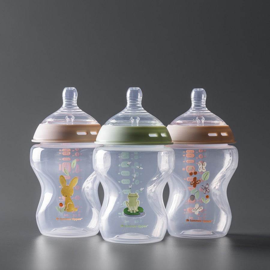 Tommee Tippee Natural Start Baby Bottles Decorated Kind Pink 3 Pack 260ml - Outlet Shop For Kids