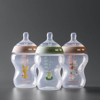 Tommee Tippee Natural Start Baby Bottles Decorated Kind Pink 3 Pack 260ml - Outlet Shop For Kids