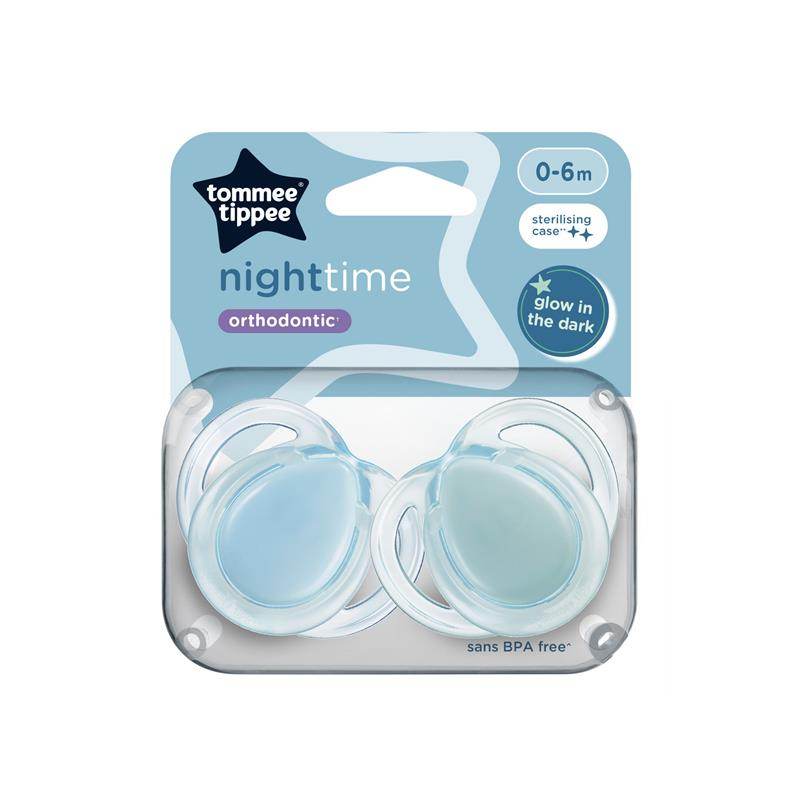 Tommee Tippee Night Time Orthodontic Soothers 0-6 Months - Blue Pack - Outlet Shop For Kids