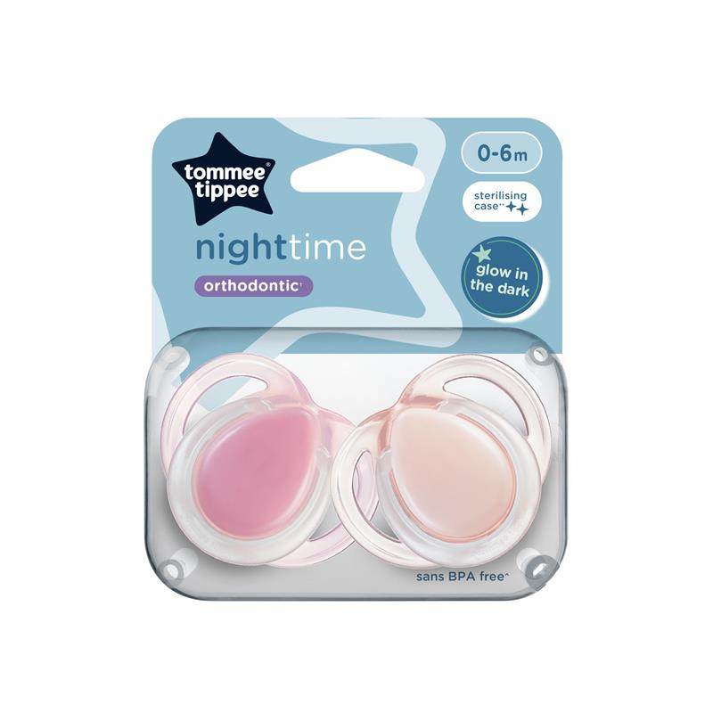 Tommee Tippee Night Time Orthodontic Soothers 0-6 Months - Pink Pack - Outlet Shop For Kids