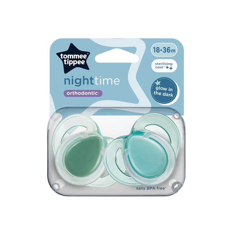 Tommee Tippee Nighttime Soother 2 Pack 18-36 months - Green Pack - Outlet Shop For Kids