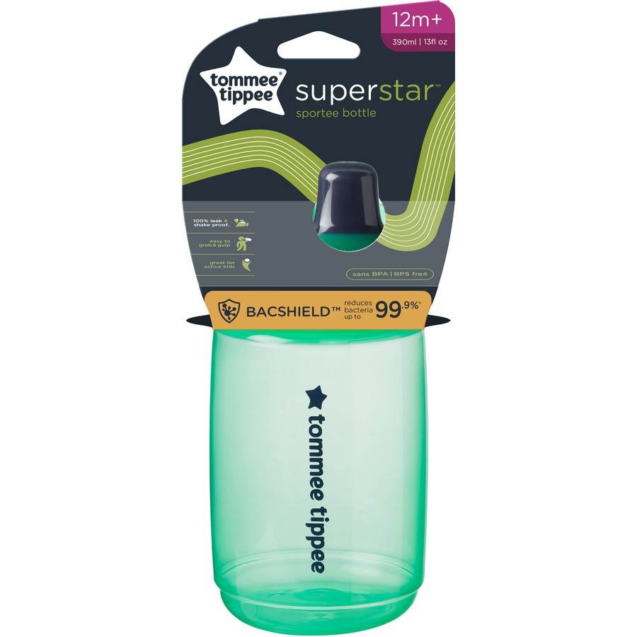 Tommee Tippee Sportee Toddler Water Bottle 390ml 12m+ - Green - Outlet Shop For Kids