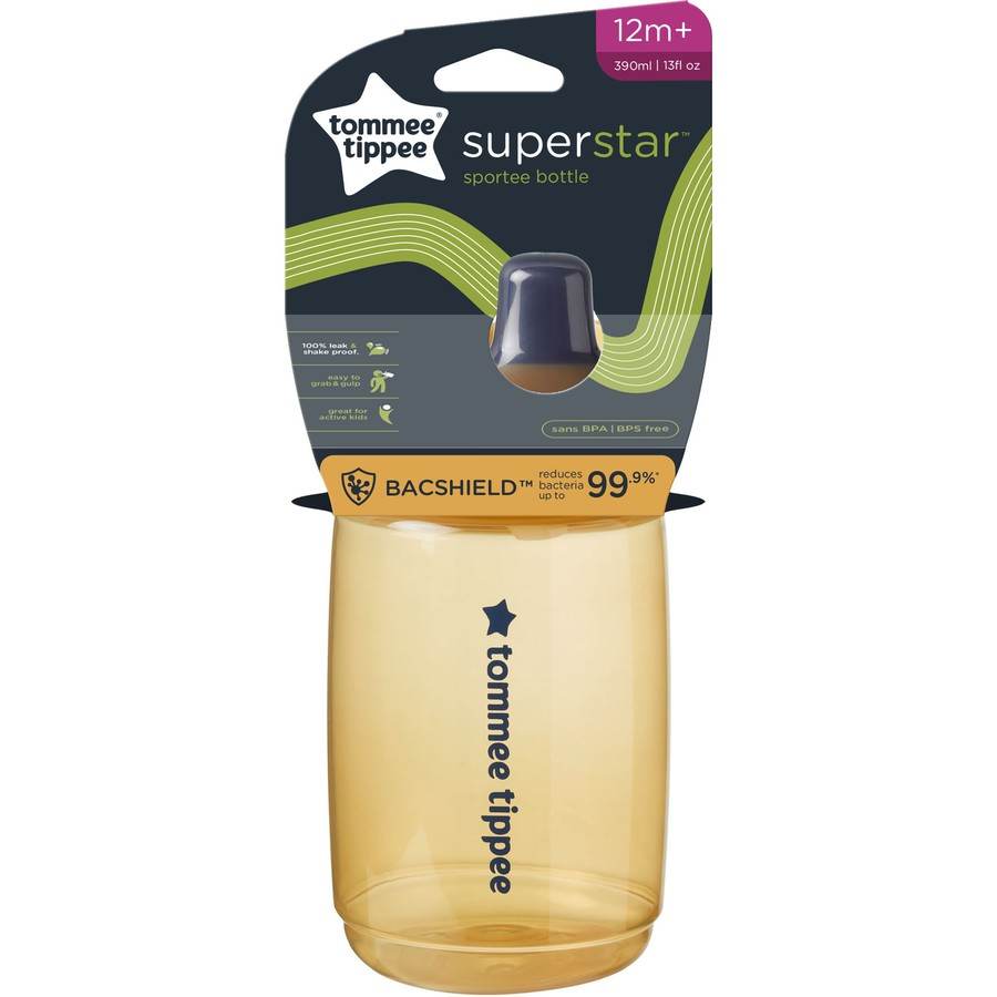 Tommee Tippee Sportee Toddler Water Bottle 390ml 12m+ - Mustard - Outlet Shop For Kids