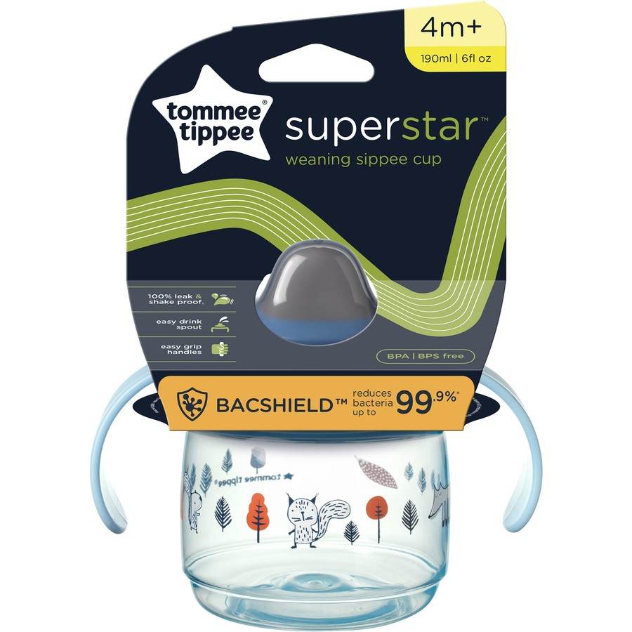 Tommee Tippee Superstar Baby Trainer Sippy Cup 190ml 4m+ - Blue - Outlet Shop For Kids