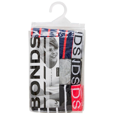 Bonds Boys Trunk 3 Pack - Blue/Red Stripe