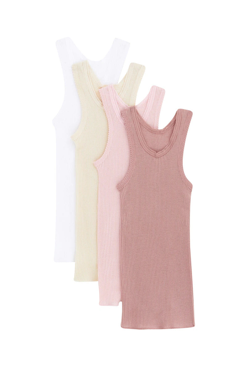 Bonds Vest 4 Pack - Pink/Yellow/White