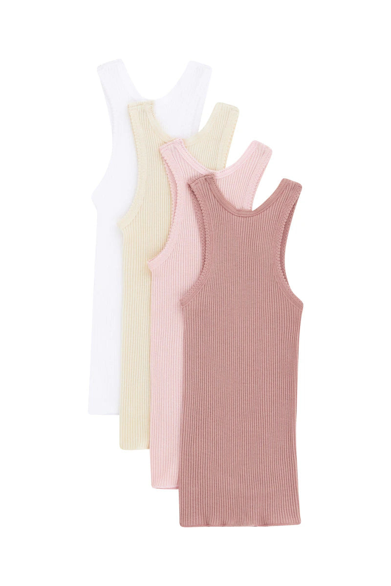 Bonds Vest 4 Pack - Pink/Yellow/White