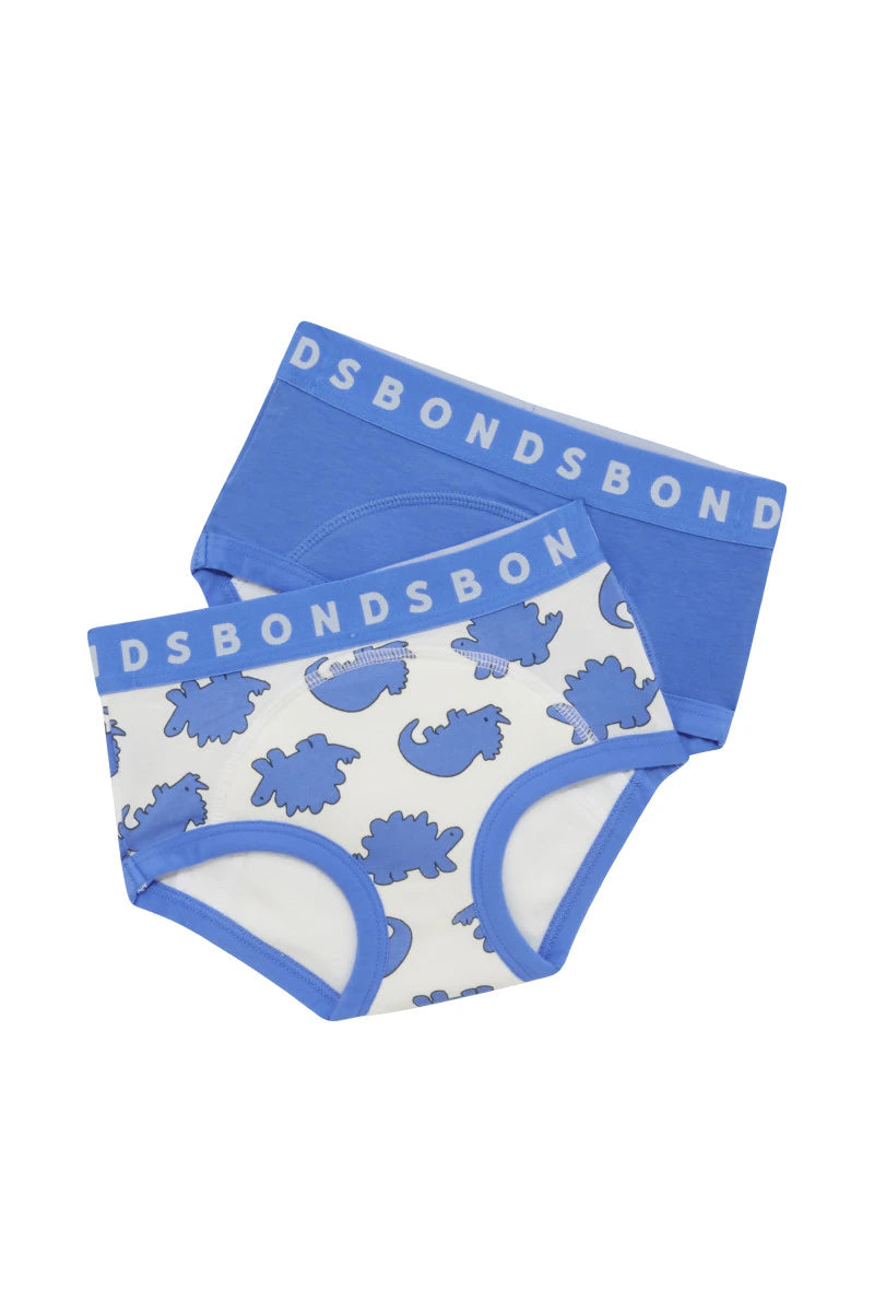 Bonds Whoopsies Toilet Training Undies 2 Pack - Delightful Dino/Blue Note
