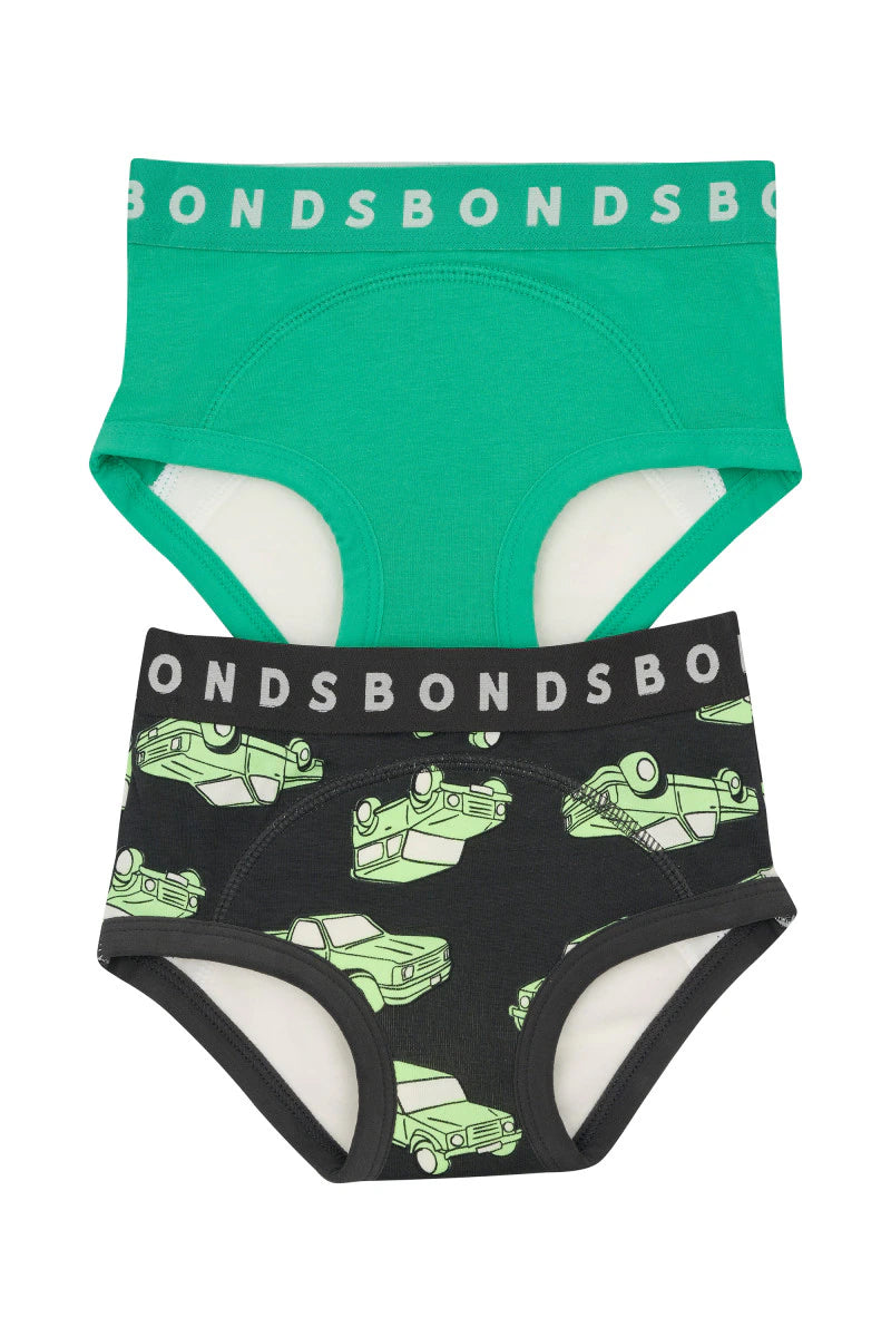 Bonds Whoopsies Toilet Training Undies 2 Pack - Cars/Green