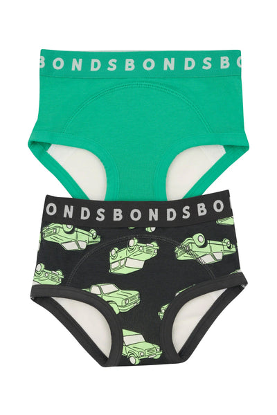 Bonds Whoopsies Toilet Training Undies 2 Pack - Cars/Green