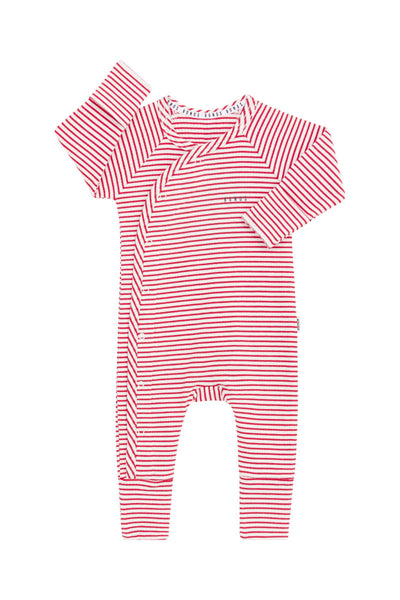 Bonds Wide Needle Rib Coverall - Parisian Red / Marcapone Stripe