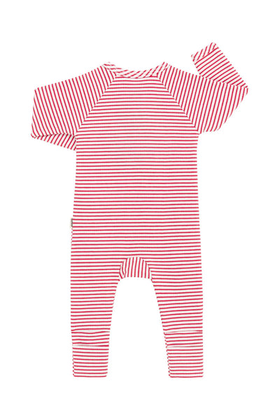 Bonds Wide Needle Rib Coverall - Parisian Red / Marcapone Stripe