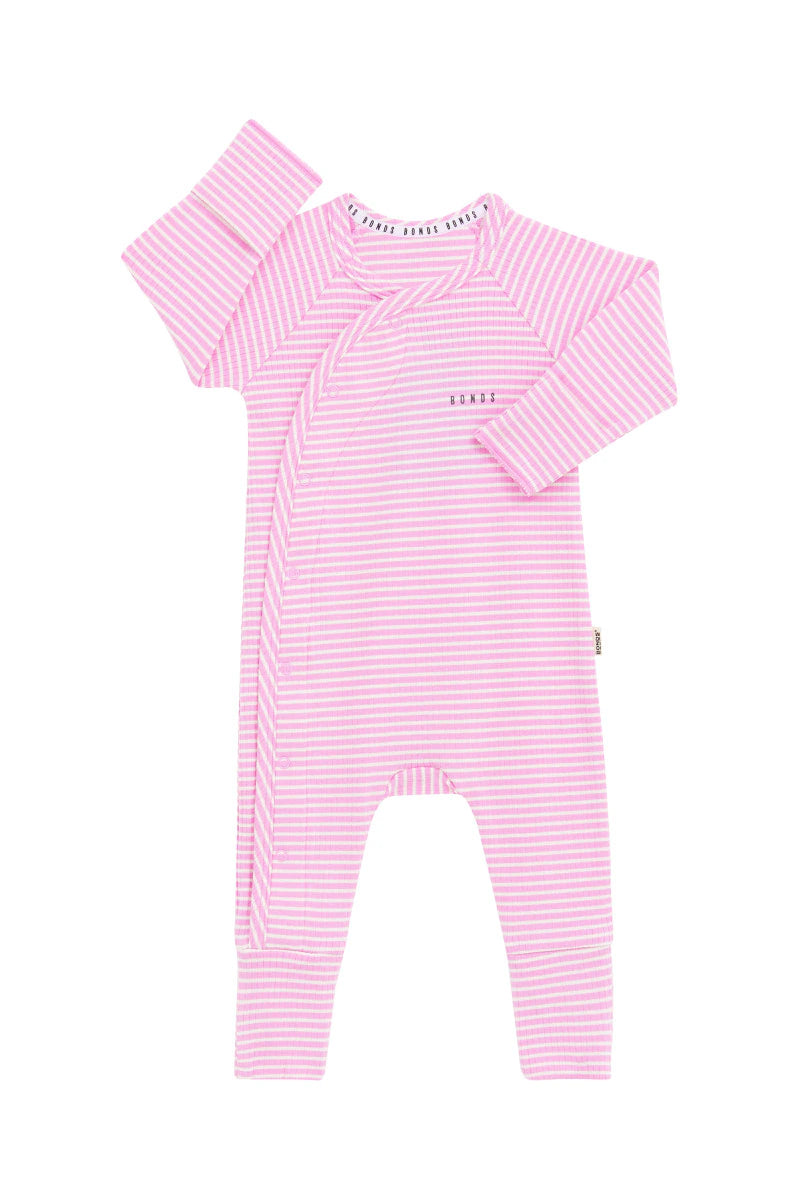 Bonds Wide Needle Rib Coverall - Blind Blossom/Marscapone Stripe