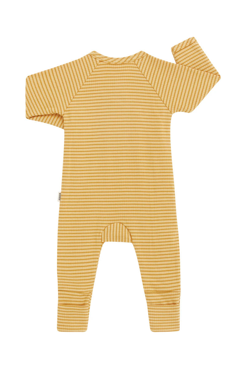 Bonds Wide Needle Rib Coverall - Caramel Kiss / Sweet Caramel Stripe