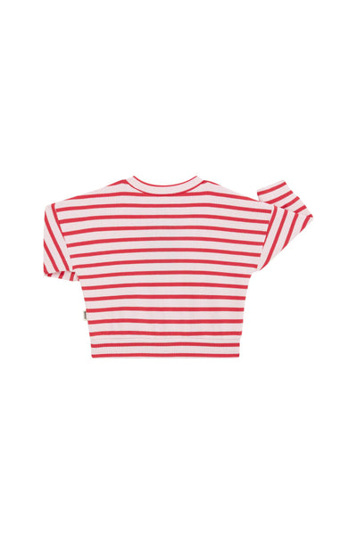 Bonds Wide Needle Rib Pullover - Strong Blush/Flamenco Stripe