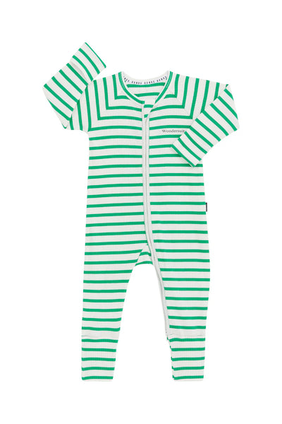 Bonds Wide Needle Rib Zippy - Frog/Marscapone Stripe