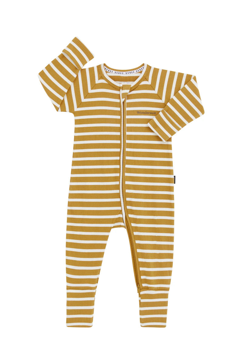 Bonds Wide Needle Rib Zippy - Marscapone/Sweet Caramel Stripe