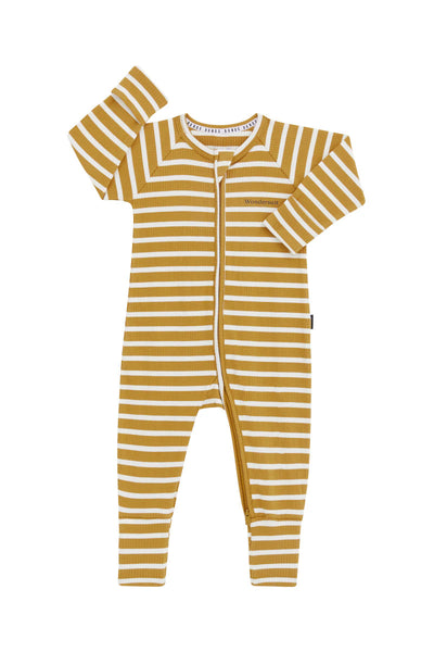 Bonds Wide Needle Rib Zippy - Marscapone/Sweet Caramel Stripe