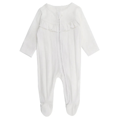 Bebe By Minihaha White Label Cloud Organic Pointelle Long Sleeve Zipsuit