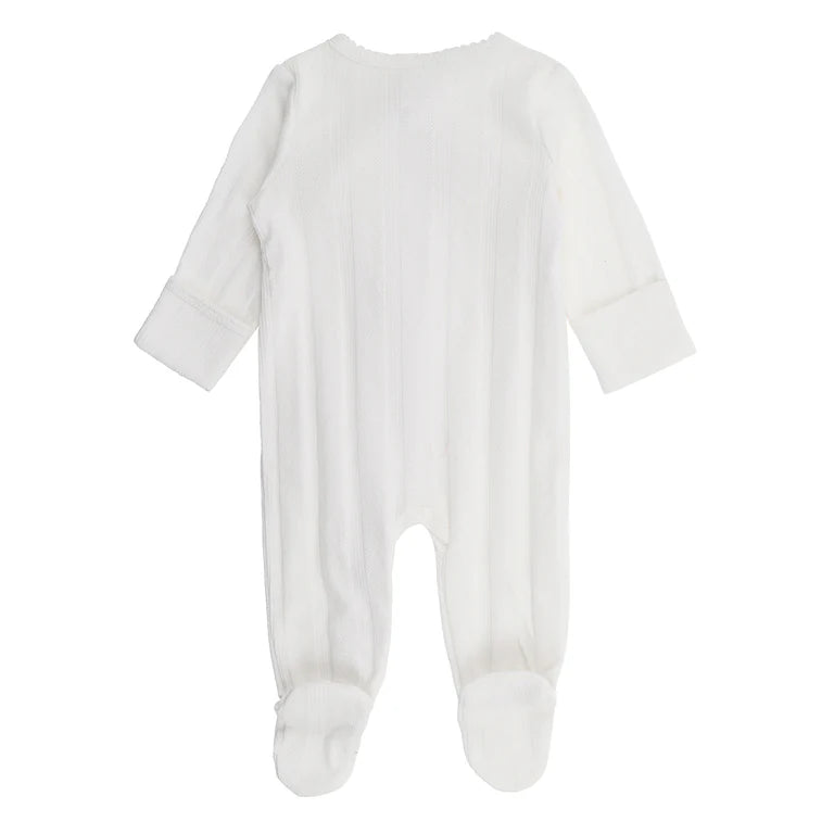 Bebe By Minihaha White Label Cloud Organic Pointelle Long Sleeve Zipsuit