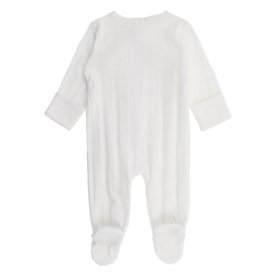 Bebe By Minihaha White Label Cloud Organic Pointelle Long Sleeve Zipsuit