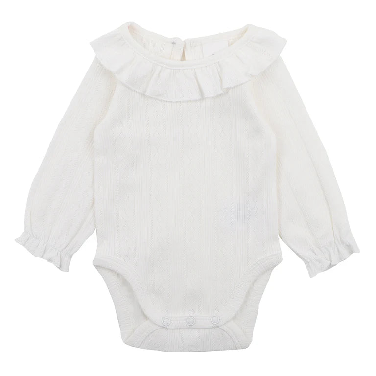 Bebe By Minihaha White Label Cloud Organic Pointelle Long Sleeve Bodysuit