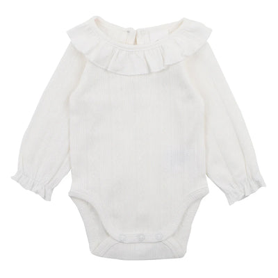 Bebe By Minihaha White Label Cloud Organic Pointelle Long Sleeve Bodysuit