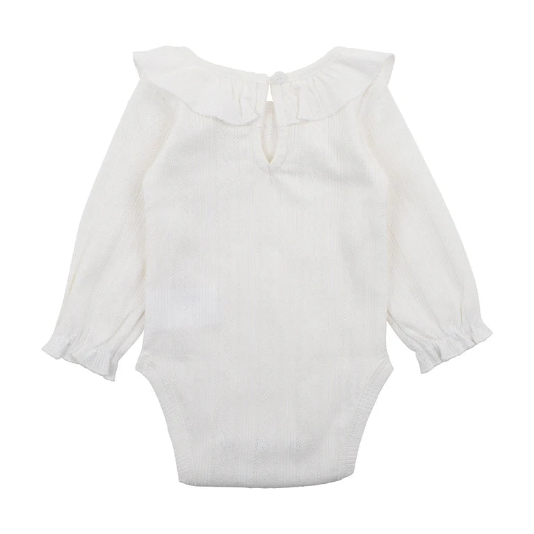 Bebe By Minihaha White Label Cloud Organic Pointelle Long Sleeve Bodysuit