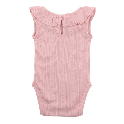 Bebe By Minihaha White Label Dusky Pink Organic Pointelle Sleeveless Bodysuit