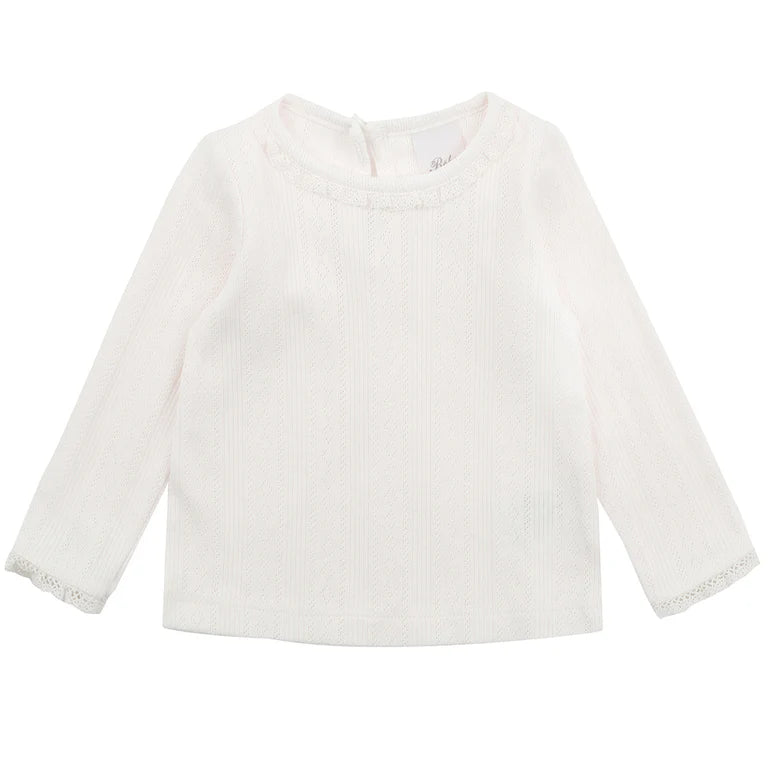 Bebe By Minihaha White Label Cloud Organic Pointelle Long Sleeve Tee