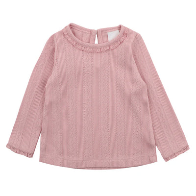 Bebe By Minihaha White Label Dusky Pink Organic Pointelle Long Sleeve Tee