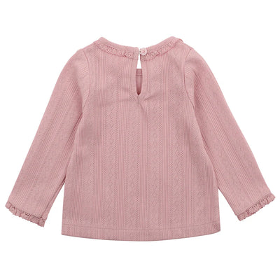 Bebe By Minihaha White Label Dusky Pink Organic Pointelle Long Sleeve Tee