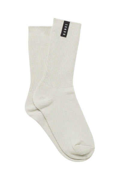 Bonds Womens Home Chunky Rib Crew Socks 1 Pack - Stone Throw