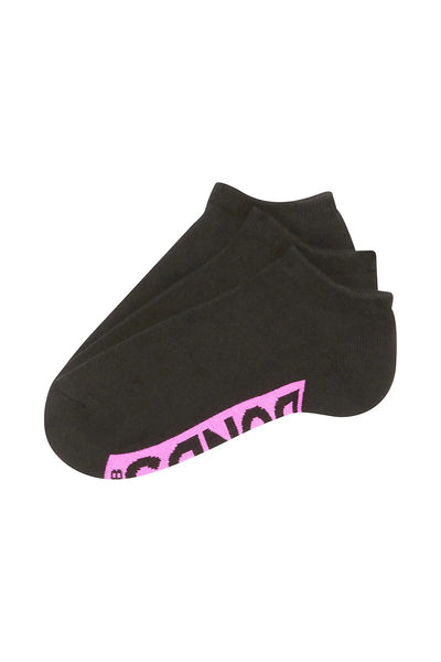Bonds Womens Logo Cushioned Low Cut Socks 3 Pack - Black Pop