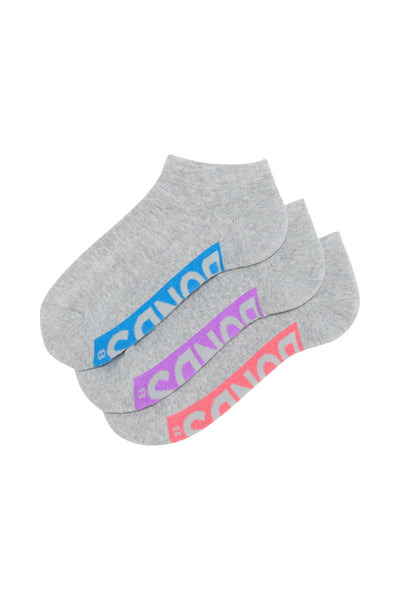 Bonds Women s Logo Cushioned Low Cut Socks 3 Pack - Grey Pop