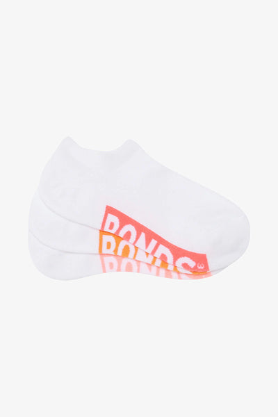 Bonds Womens Logo Cushioned No Show Socks 3 Pack - Love Bird / Normadic Orange / Raspberry Rave