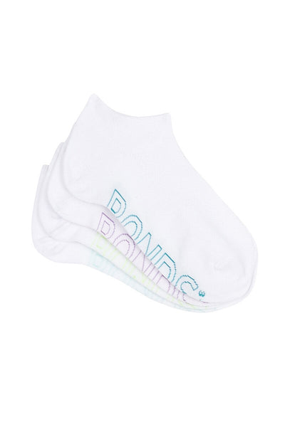 Bonds Women's Logo Light Low Cut Socks 4 Pack - White/Aqua Pack
