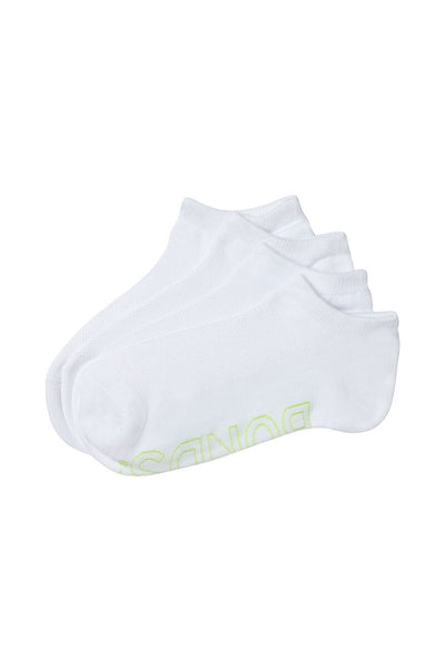 Bonds Women's Logo Light Low Cut Socks 4 Pack - White/Aqua Pack