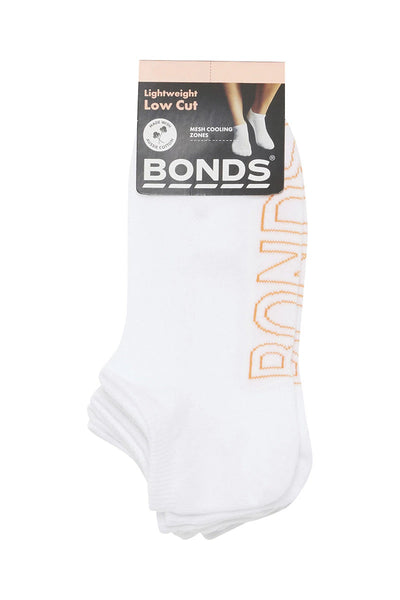 Bonds Womens Logo Light Low Cut Socks 4 Pack - White Base