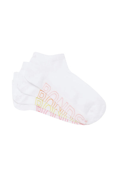 Bonds Womens Logo Light Low Cut Socks 4 Pack - White Base