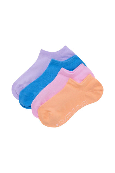 Bonds Womens Logo Light No Show Socks 4 Pack - Violet Rules/ Bo Peep/ Gumball Pink/ Candy Warhol