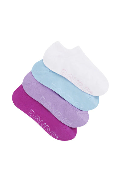 Bonds Womens Logo Light No Show Socks 4 Pack - Pop Colours
